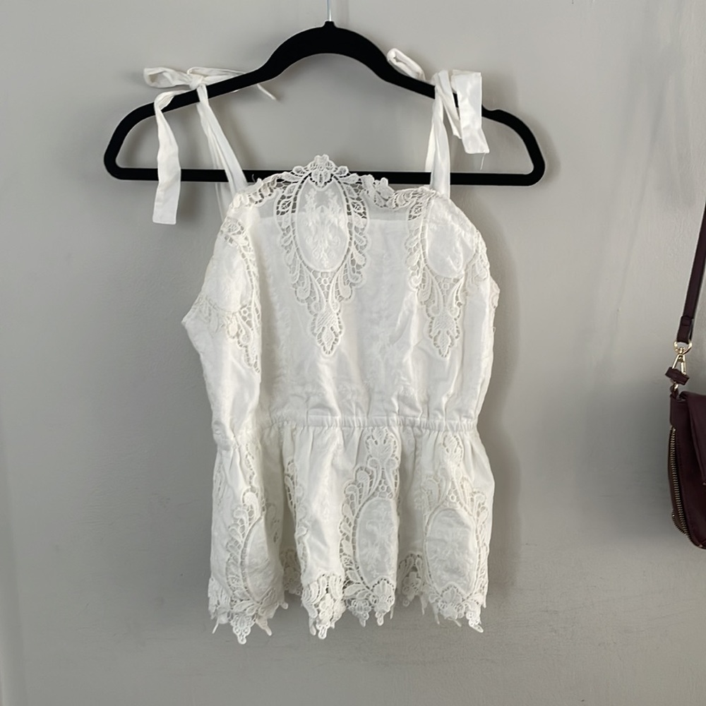 Bb Dakota white lace peplum top